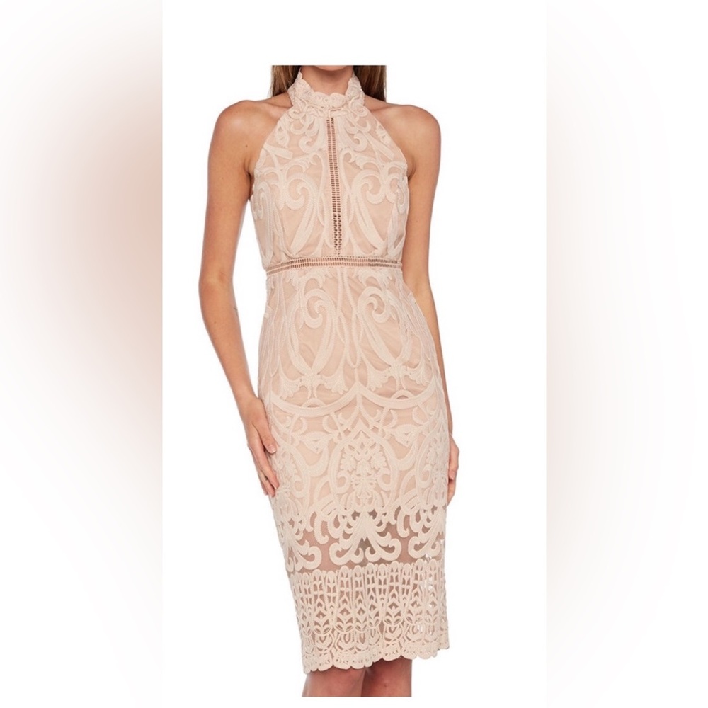 BARDOT HANA Lace Midi Dress Pink Rose